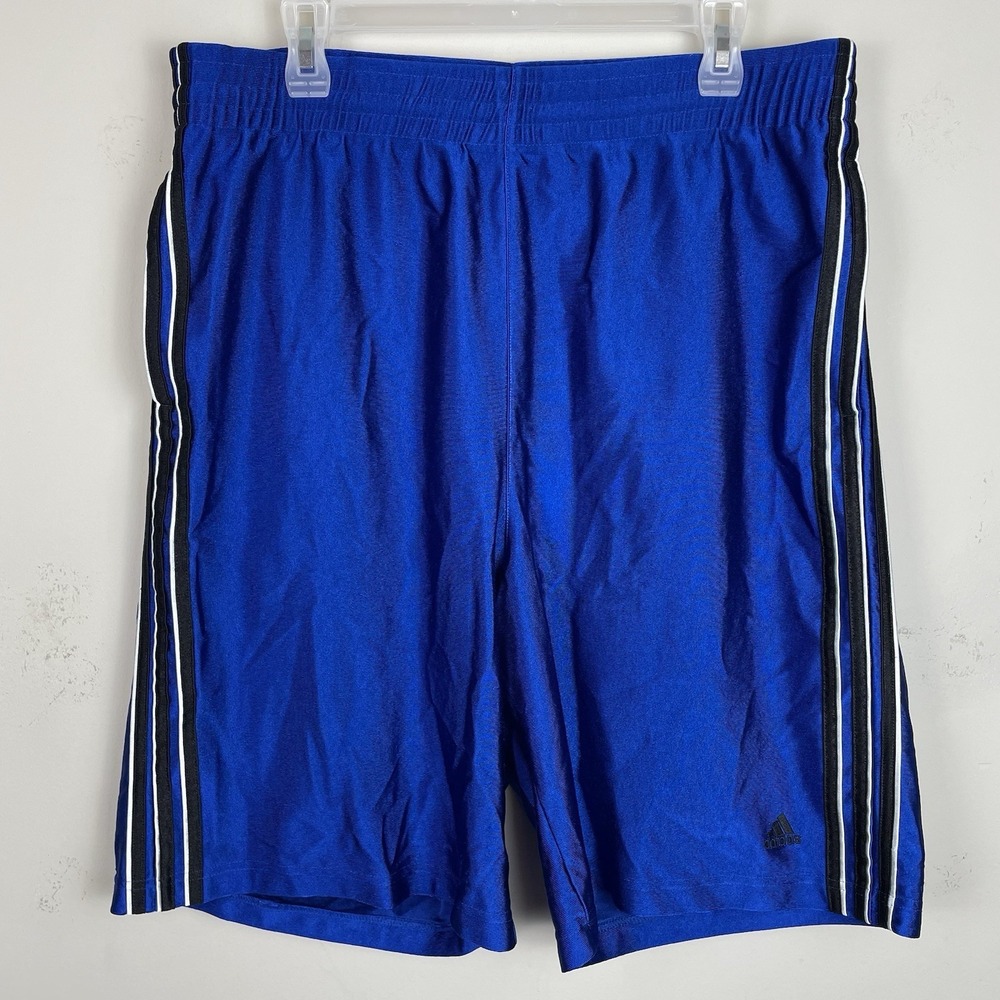 Adidas Basketball Shorts Mens XXL‎ Blue Training Gym Dazzle Shiny Silky 9" In